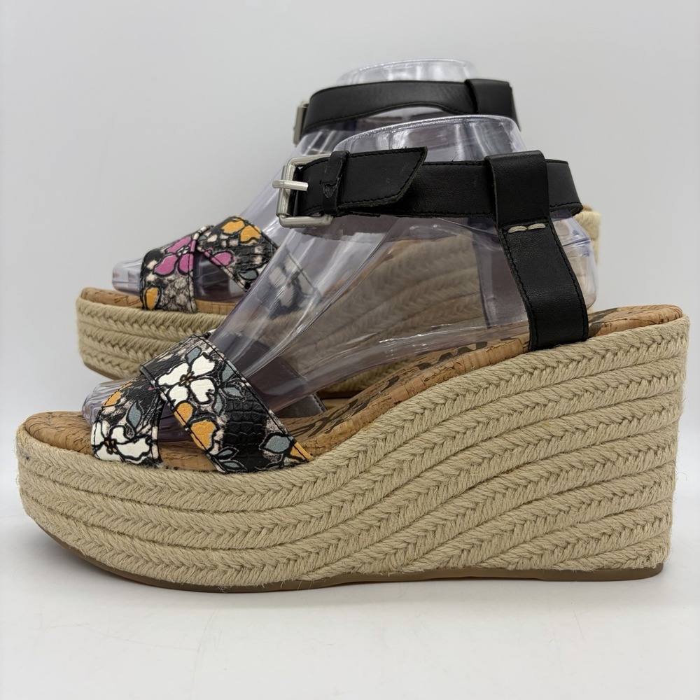 Sam Edelman Womens 10 Sandals Destin Wedge Espadrille Floral Platform Shoes